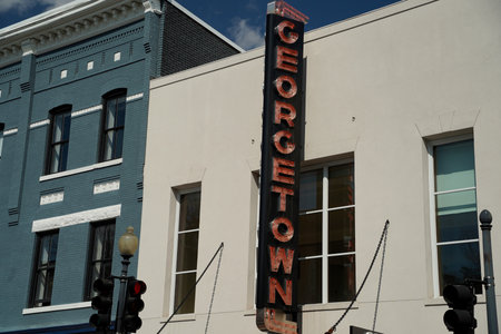 washington DC georgetown neon sign detailの写真素材