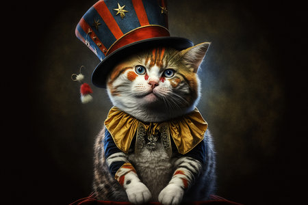 Circus cat clown computer illustration generative aiの素材