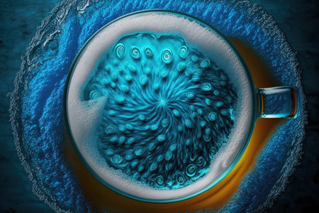 A romulan alien blue beer glass top viewalien green beer glass top view illustration generative aiの素材