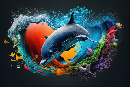 International world oceans day colorful abstract illustration generative aiの素材