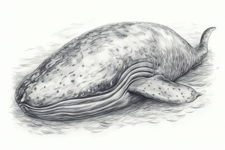 A sleeping humpback whale illustration generative aiの素材