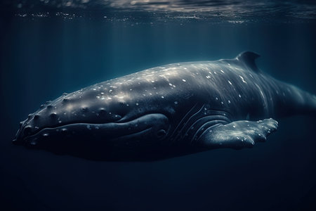 A sleeping humpback whale illustration generative aiの素材