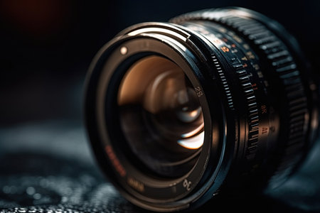 A camera lens detail with reflection illustration generative aiの素材