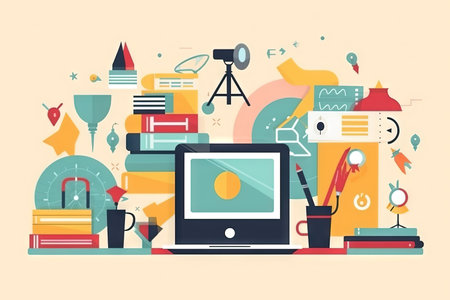 e learning education illustration on white background illustration generative aiの素材