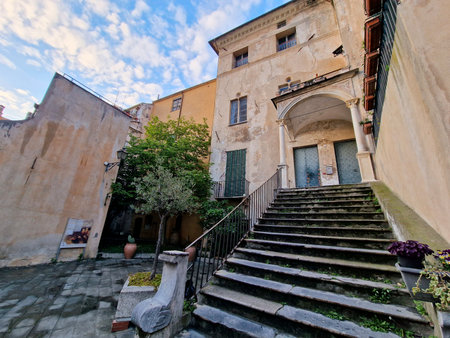 The Finalborgo liguria medieval village Italyの写真素材