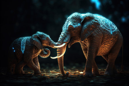 A cybernetic elephant illustration generative aiの素材