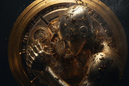 A Person merging with ai liquid, surreal, liquid body transformation Computer Technology Merge with Humanity illustration generative aiの素材