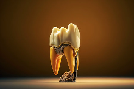 A Single isolated teeth being healed in a dental clinic illustration generative aiの素材