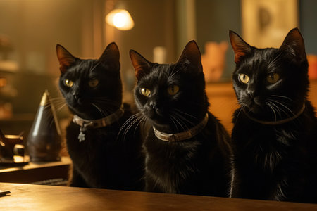 Group of cats visiting earth from alternate reality other dimension illustration generative aiの素材