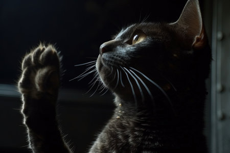 A Cat making vulcan greeting with his paw Starfleet cat illustration generative aiの素材