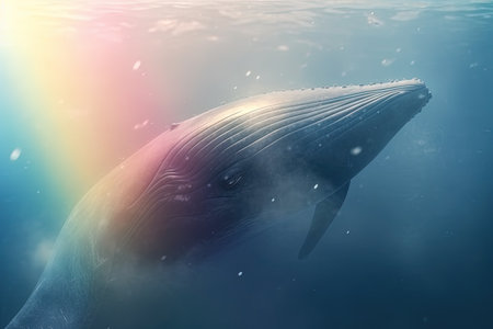 A whale made of rainbow flying illustration generative aiの素材