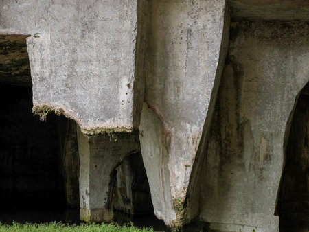 Ear of dionysus and Cave of the Nymphaeum (Grotta del Ninfeo) artificial cave on Greek Roman theater in Syracuse, Italyの写真素材