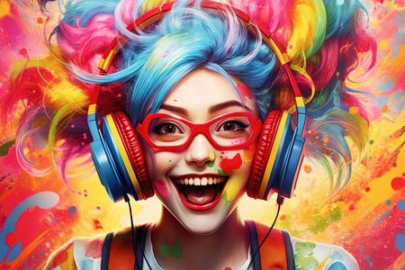 An Anime hyperactive manga girl, with vibrant pigtails and a boundless enthusiasm for life, infusing energy and laughter into every situation illustration generative aiの素材