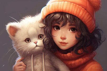 A manga girl with a unique superpower: the ability to turn everyday objects into adorable, talking animal companions Anime illustration generative aiの素材