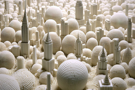 Manhattan new york city Usa made out of white golf balls illustration generative aiの素材