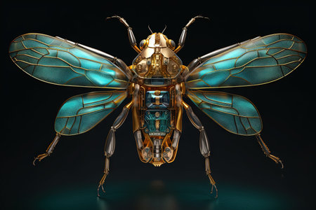 A Firefly insect cyborg animal detailed infographic full details anatomy poster diagram illustration generative aiの素材