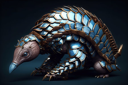 A Pangolin cyborg animal illustration generative aiの素材