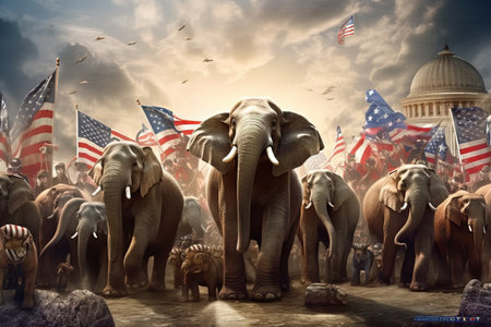 Republican party elephants Celebrating memorial day celebration illustration generative aiの素材