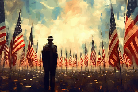 poster abstract digital artwork Celebrating memorial day celebration illustration generative aiの素材