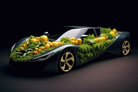 vegetables made Luxury futuristic convertible sport car of the future illustration generative aiの素材