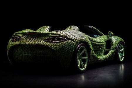 python snake skin made Luxury futuristic convertible sport car of the future illustration generative aiの素材