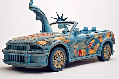 liberty statue style Luxury futuristic convertible sport car of the future illustration generative aiの素材