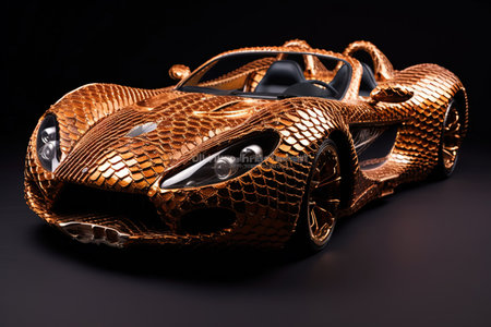python snake skin made Luxury futuristic convertible sport car of the future illustration generative aiの素材