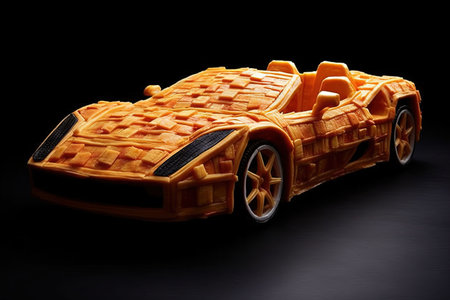 Pizza made Luxury futuristic convertible sport car of the future illustration generative aiの素材