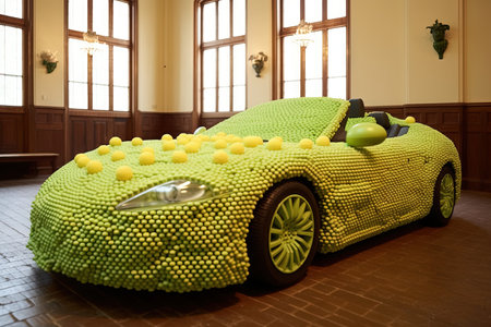 green peas Luxury futuristic convertible sport car of the future illustration generative aiの素材