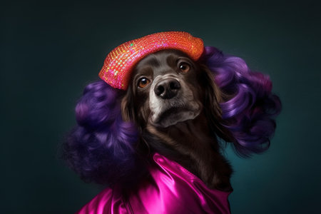A Cocker spaniel dog as disco dance diva Funky music 70s seventies illustration generative aiの素材