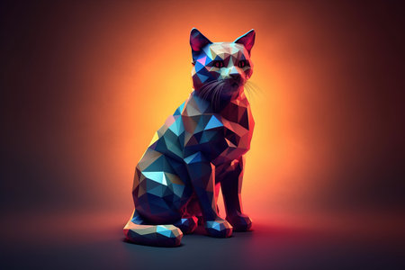 A cat low poly style illustration generative aiの素材
