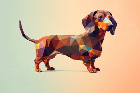 A dachshund dog low poly style illustration generative aiの素材