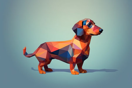 A dachshund dog low poly style illustration generative aiの素材