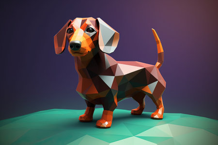 A dachshund dog low poly style illustration generative aiの素材