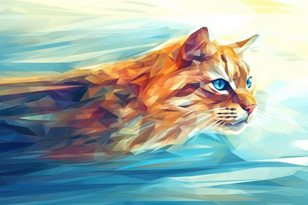 cats race supremacy ruling the world abstract illustration low poly stylr generative aiの素材