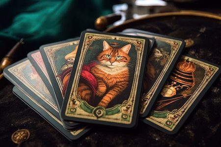 Card deck Cat Tarot major arcana card illustration generative aiの素材