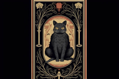 Death Cat Tarot major arcana card illustration generative aiの素材