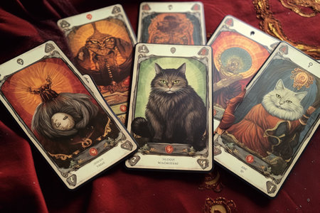Card deck Cat Tarot major arcana card illustration generative aiの素材