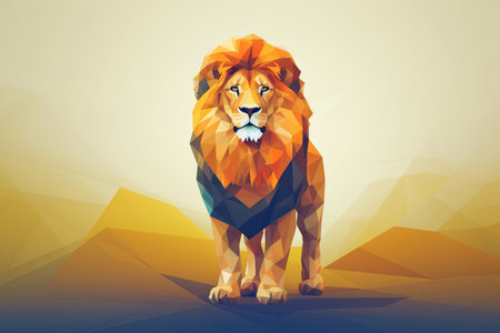 Lion as Low poly animal style illustration generative aiの素材