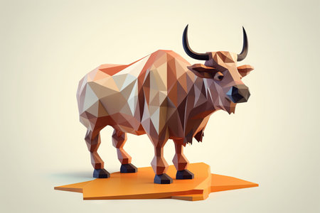 Wildebeest as Low poly animal style illustration generative aiの素材