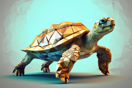 Sea turtle as Low poly animal style illustration generative aiの素材