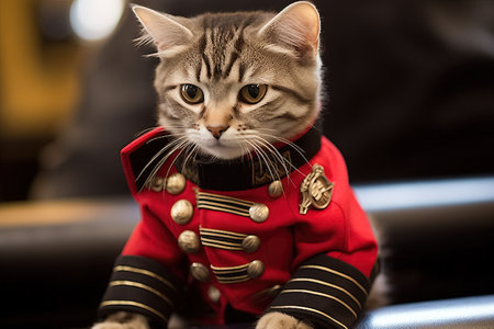 Kitty cat sci fi series uniform futuristic illustration generative aiの素材