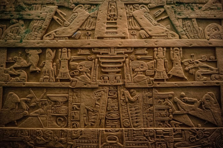 alien pyramid hyeroglyphs detail Spaceship UFO over pyramids. Aliens and egyptians illustration generative aiの素材