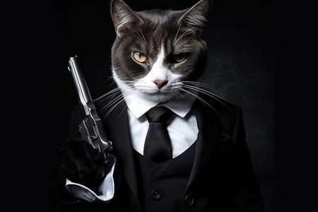 A Cat as secret agent illustration generative aiの素材