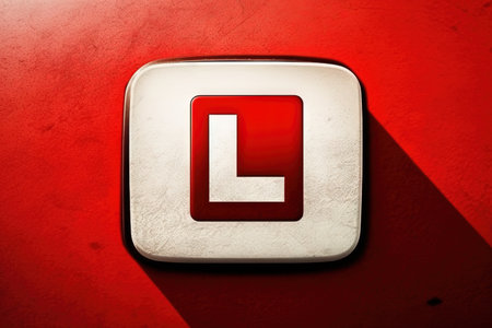L letter is isolated on red car background illustration generative aiの素材
