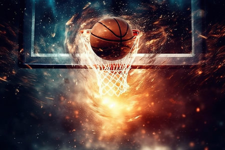 fantasy absurd Basketball hoop with a mystical aura cool illustration generative aiの素材