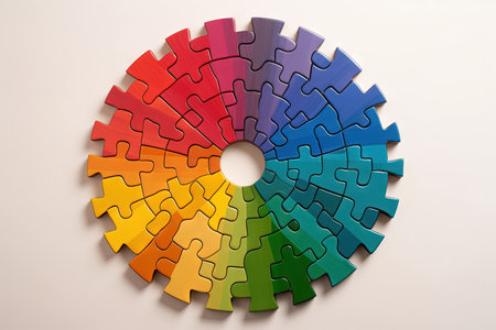 A rainbow colors puzzle illustration generative aiの素材