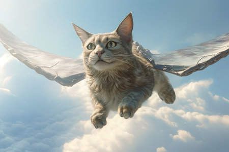 A Cat as flying walkiria illustration generative aiの素材