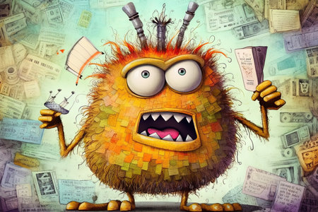 Tax, The taxation monster, abstract illustration generative aiの素材