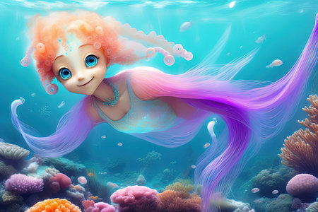 Jellyfish human hybrid underwater anime manga style illustration generative aiの素材